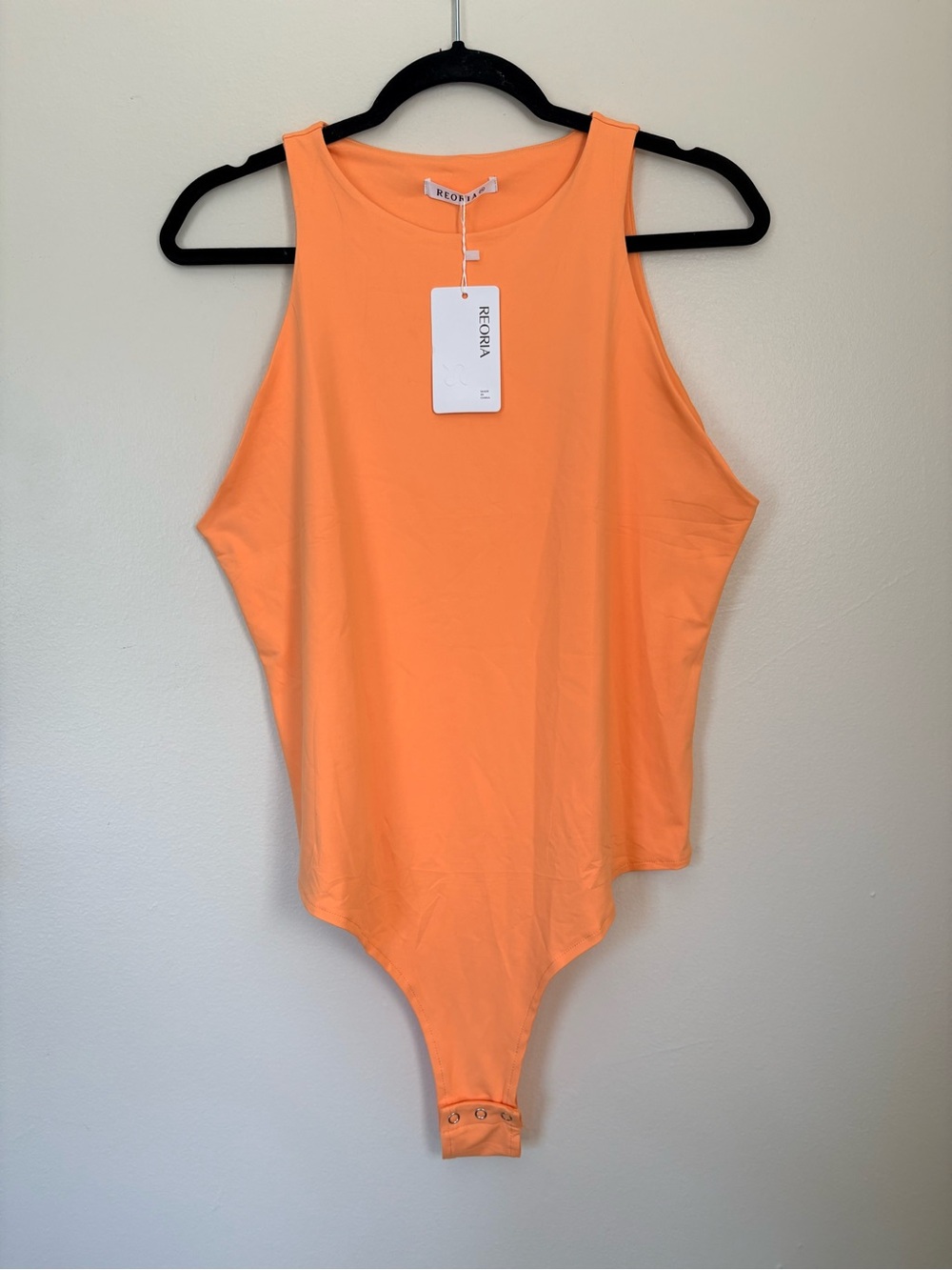 REORIA Sleeveless Racer Back Halter Neck Bodysuit, Orange Size 2X